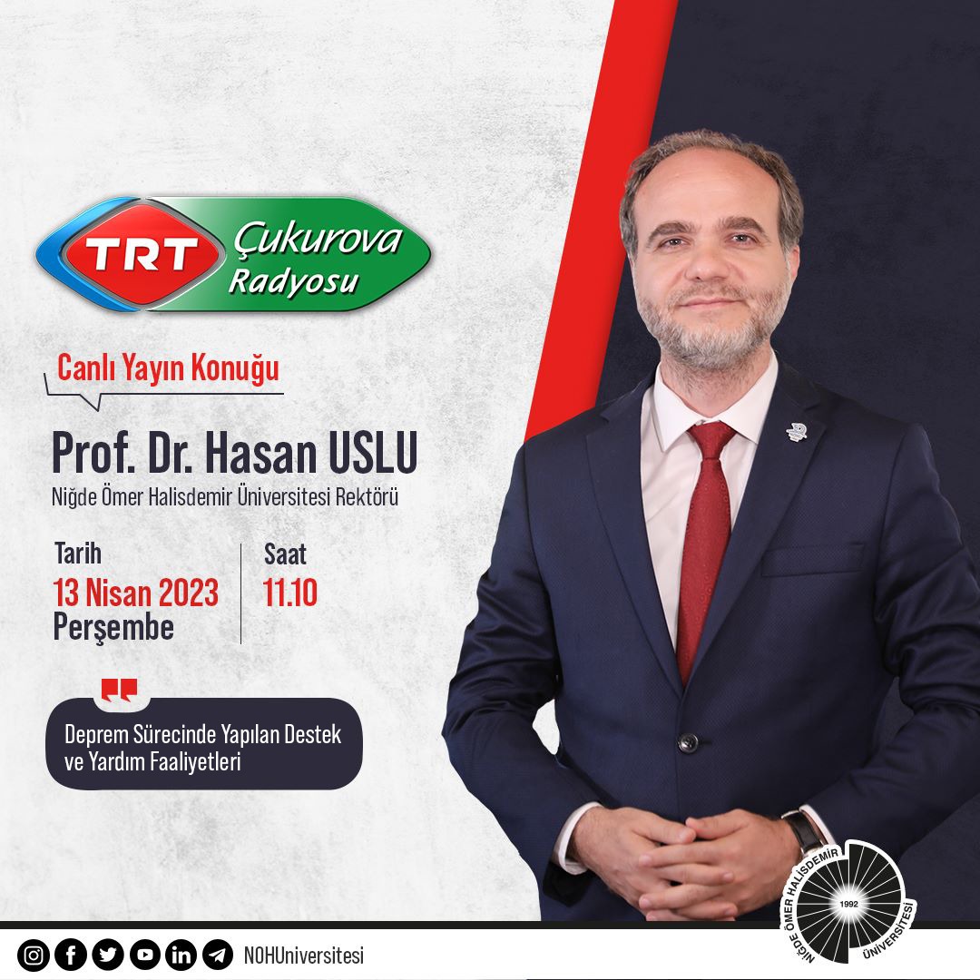 Rektör Uslu, TRT Çukurova Radyosu'nun Canlı Yayın Konuğu Oldu