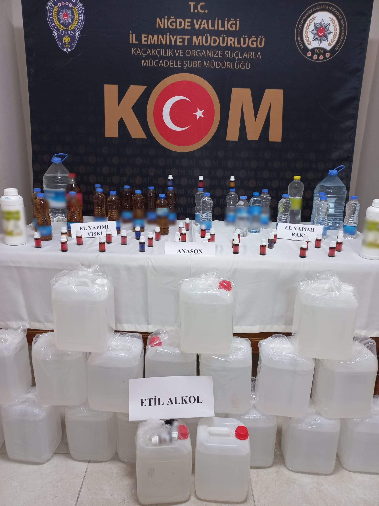 Niğde'de sahte alkol üreten 1 kişi yakalandı