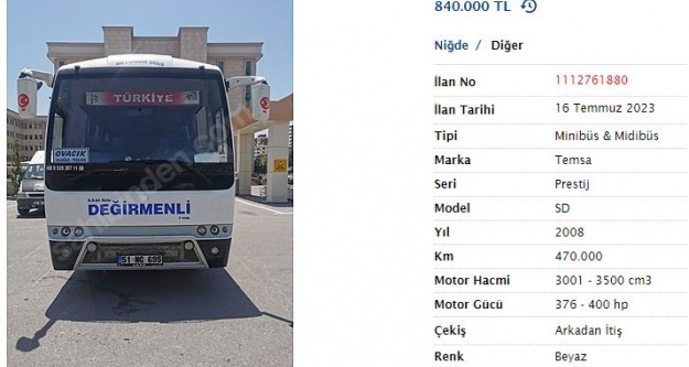 Niğdeli Dolmuşçudan İlginç Satış İlanı