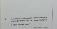 TEOG Sınavında Altunhisar Sorusu